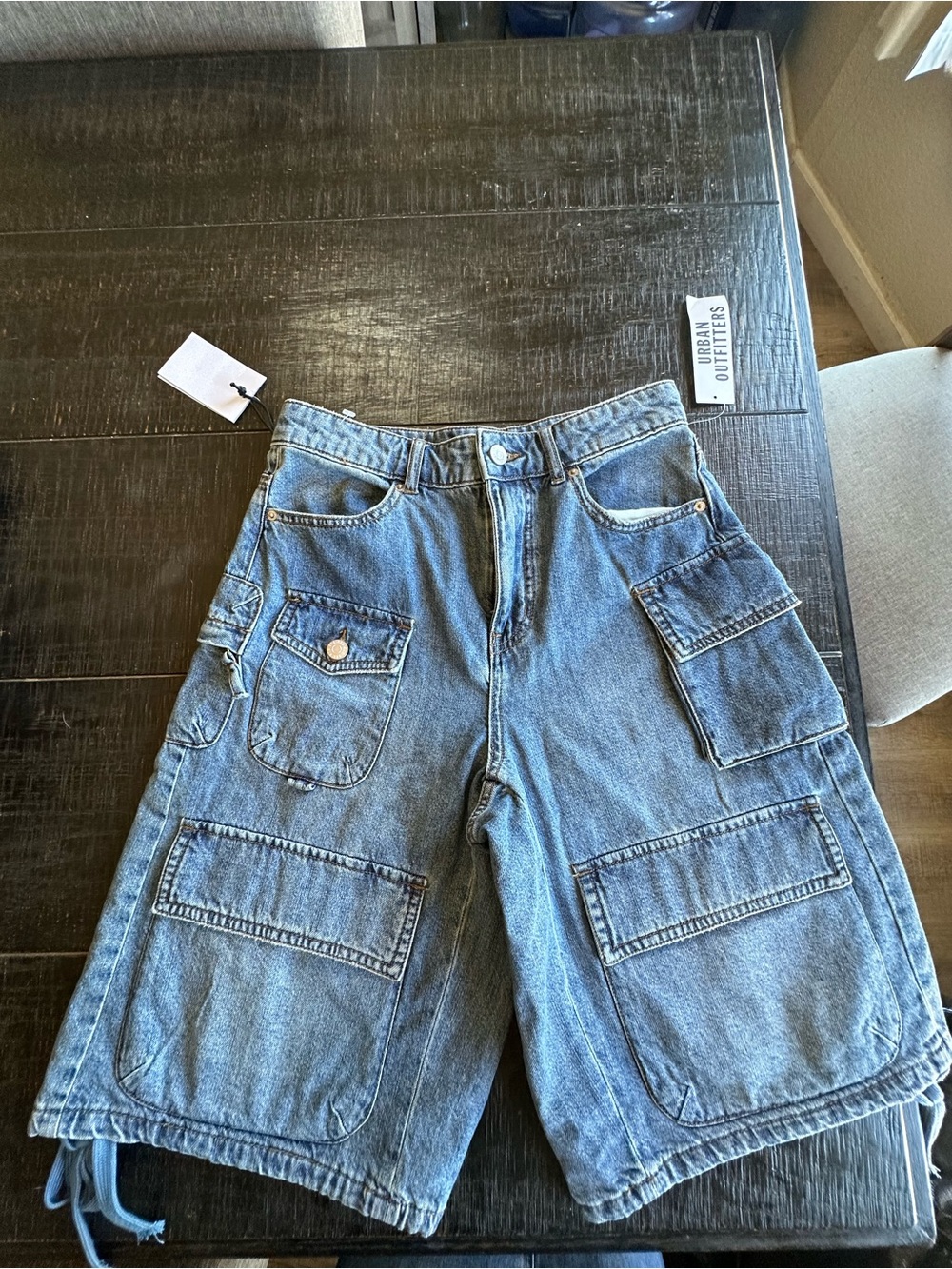 BDG Blue Denim Cargo Shorts with Utility Pockets